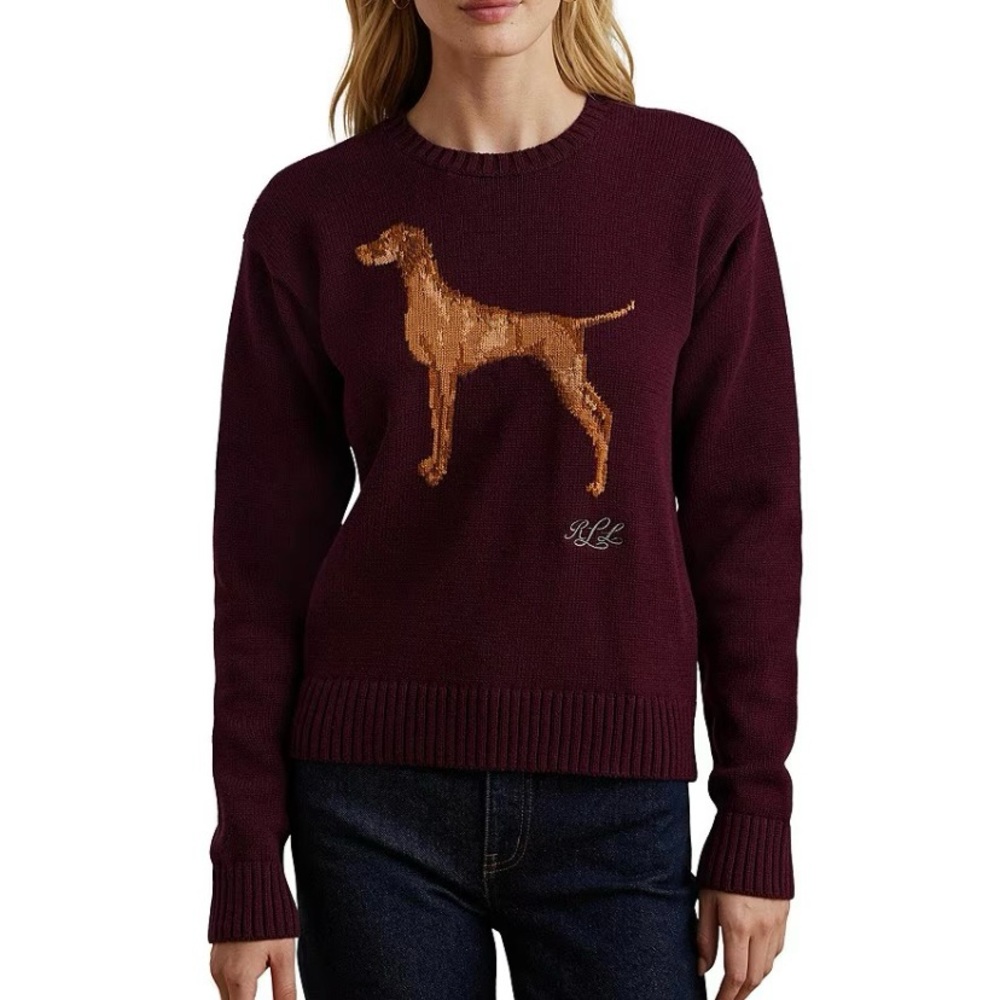 Ralph Lauren Dog Sweater in Burgundy